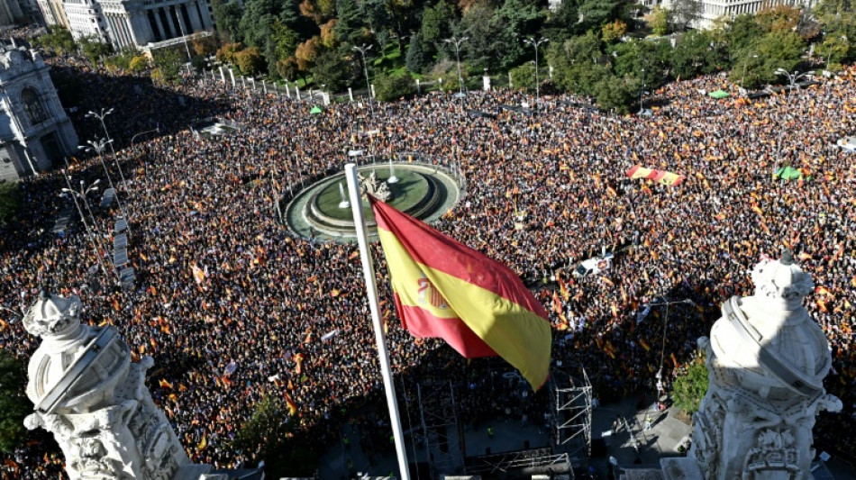 "A l'aide, l'UE": une foule d'Espagnols proteste contre l'amnistie des ind&eacute;pendantistes catalans