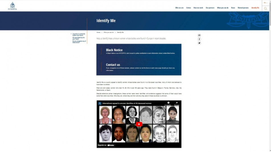 Interpol lanza una campa&ntilde;a para identificar a mujeres muertas en casos sin resolver