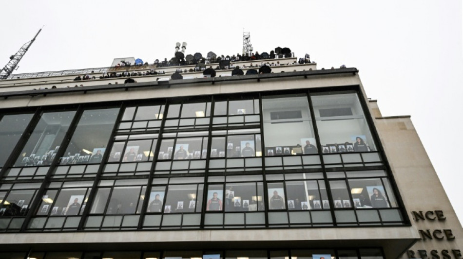 Los periodistas de la AFP apoyan simb&oacute;licamente a sus colegas en Gaza